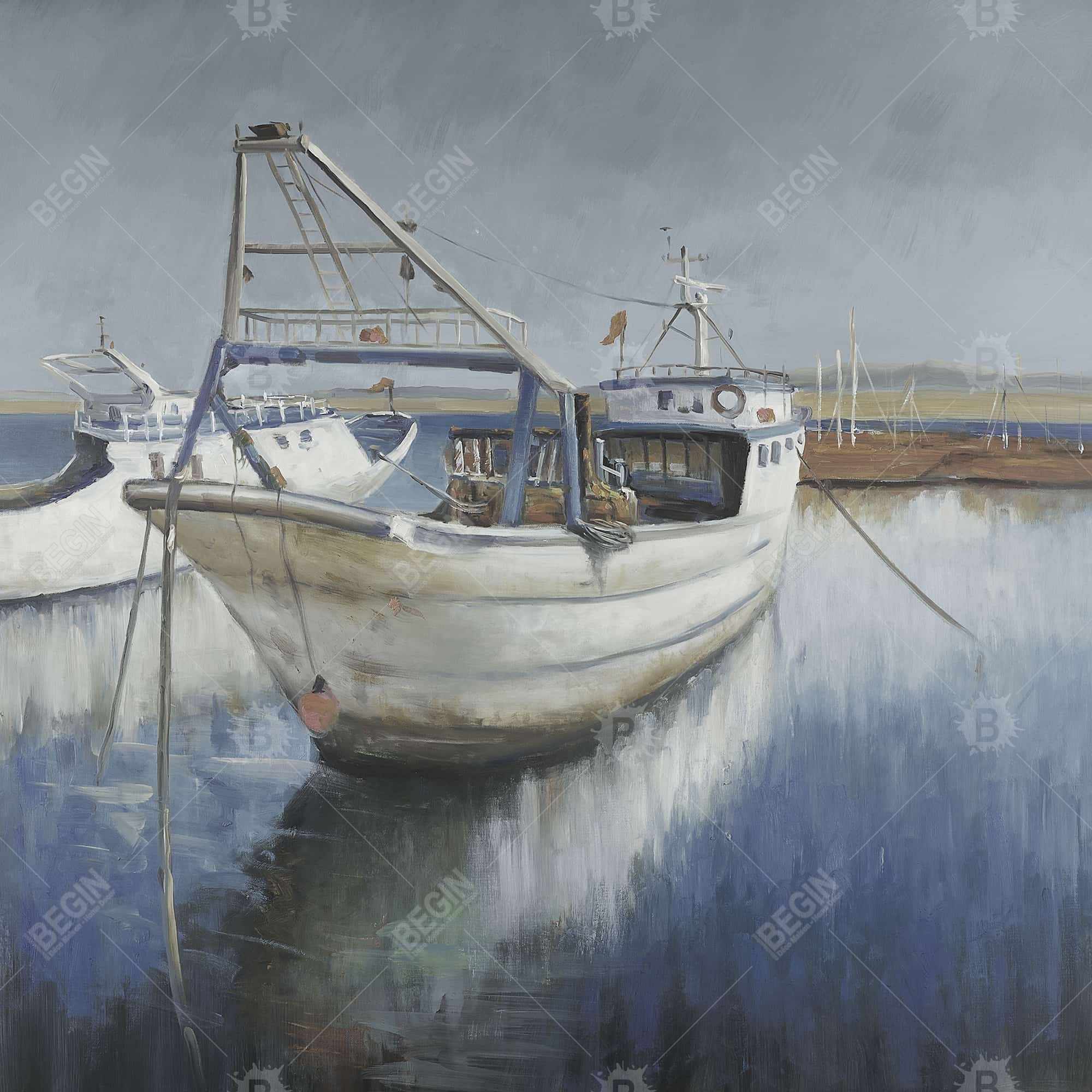 Bateau de pêche bleu