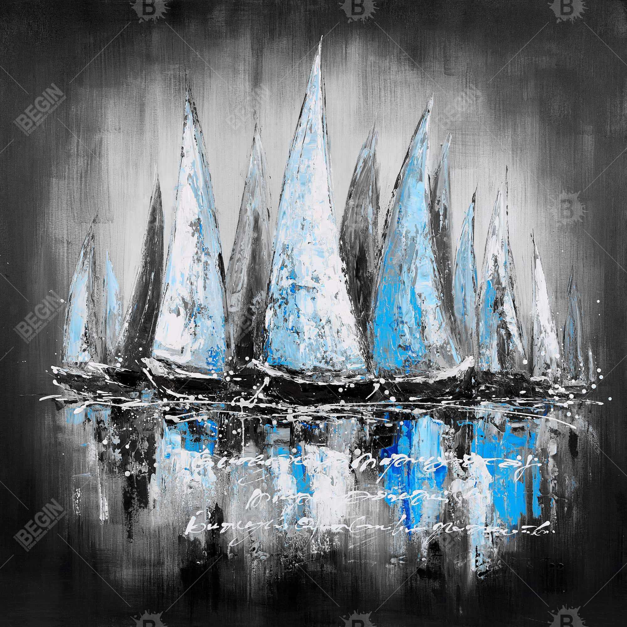 Blue sailboats